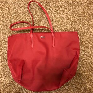 Classic Dark Red Authentic Lacoste Women Tote Bag